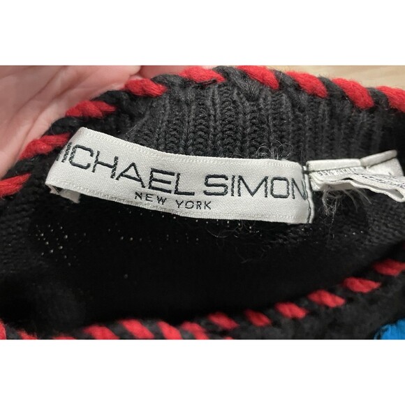 Michael Simon Western Cowboy Boots Ugly Sweater Neon Pop Art Sz 1 Sm/Med Vintage - Picture 2 of 7